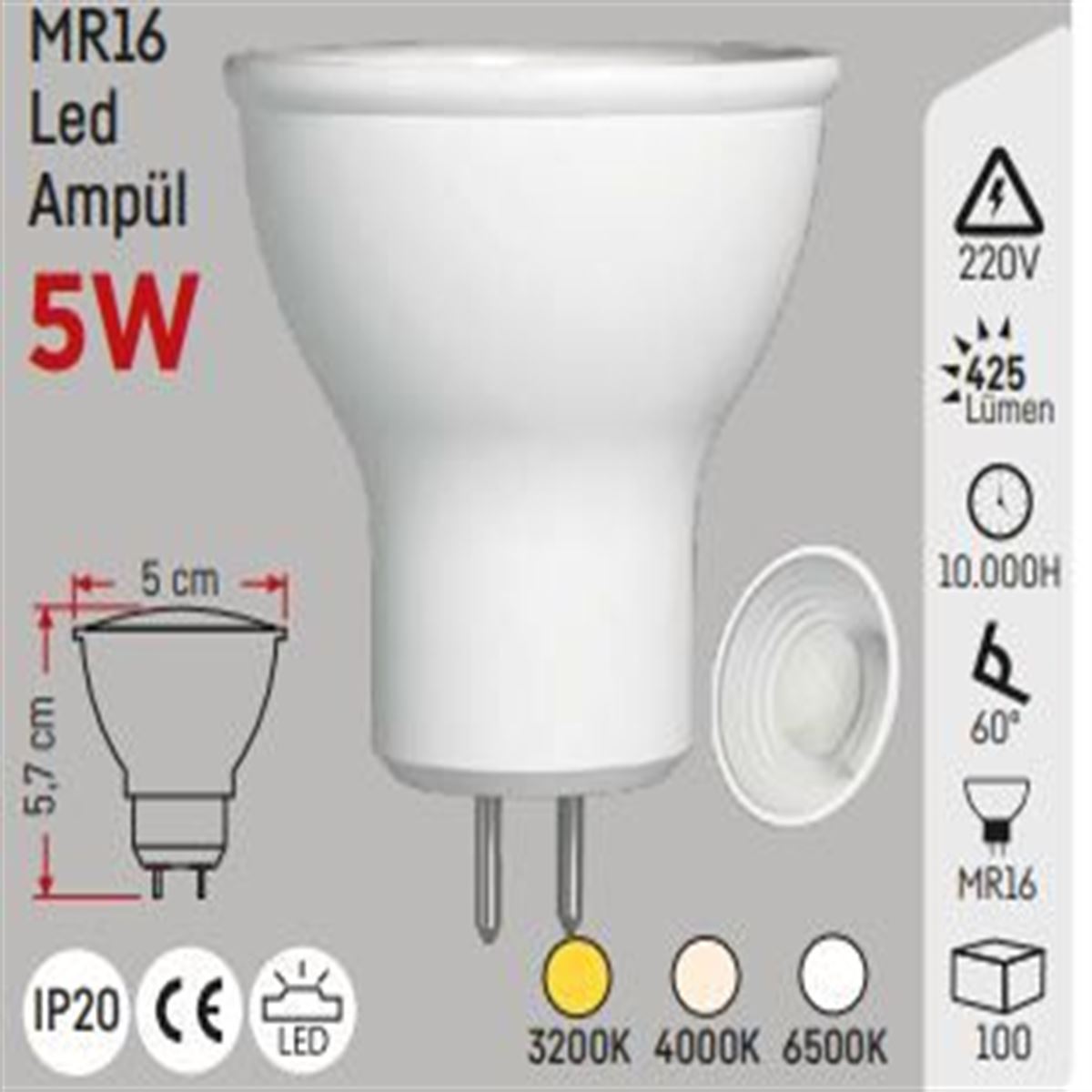5W COB LED ÇANAK AMPUL MR16 GÜNIŞIĞI 1